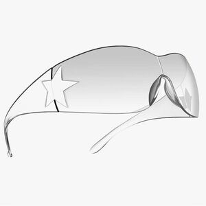 Futuristic Star Shield Sunglasses in Clear/Silver